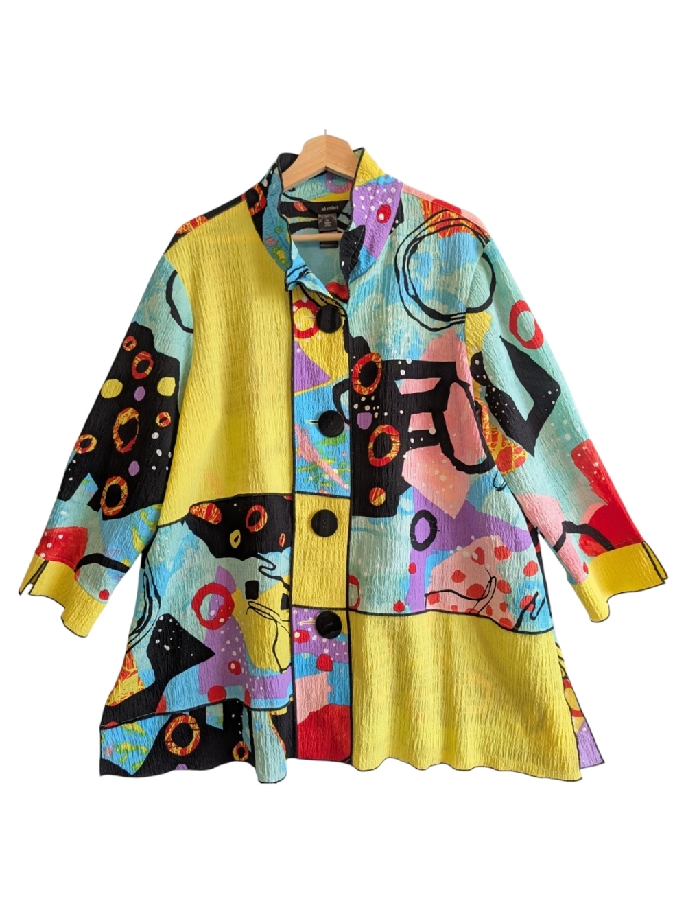 Ali Miles Women’s Art To Wear Artsy Button Down Jacket Blouse  Size XL